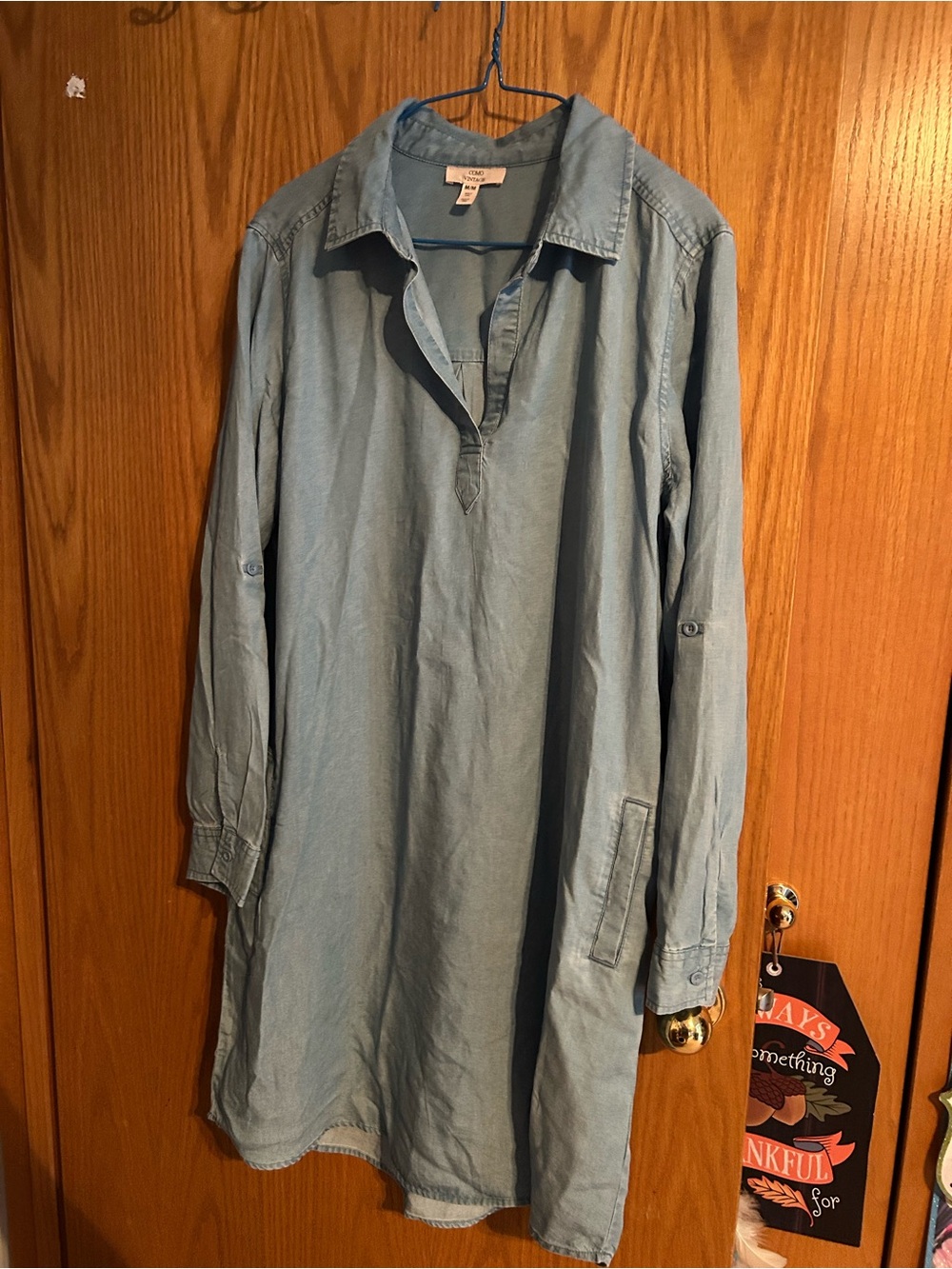 Light Wash Denim Tunic Dress. Como vintage. Size medium.